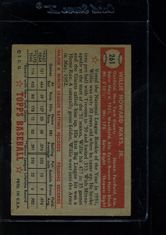 1952 TOPPS #261 WILLIE MAYS EX BACK CREASES *12049  