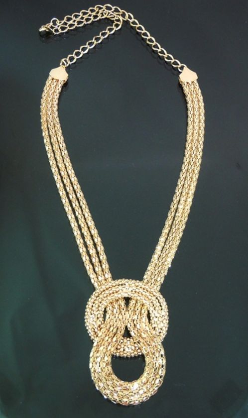   Necklace Gold plated Knot Pendant 25inch Long Party Fashion NEW  