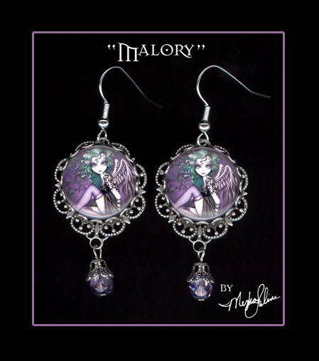 Gothic Violet Angel Art Dangle EARRINGS Fairies Malory  