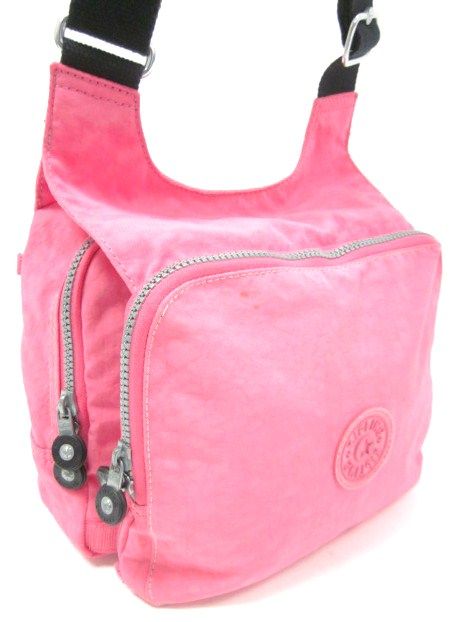 KIPLING Pink Black Nylon Crossbody Handbag  