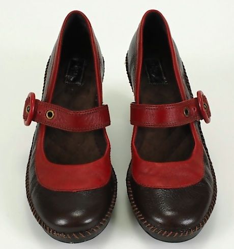 Cute Clarks Indigo Heeled Mary Jane Shoes Burgundy & Dk Brown 8M 