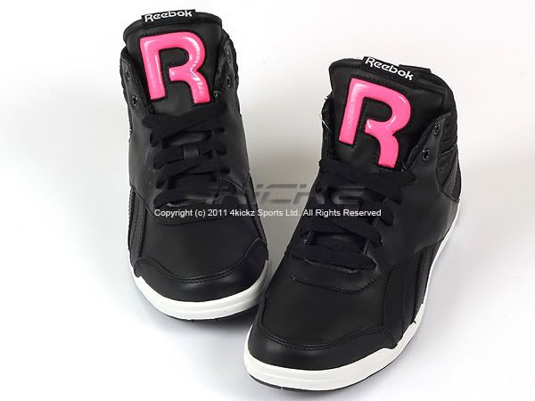 Reebok Roxity Mid Black/Neon Pink/White Womens Classic Casual Sneaker 