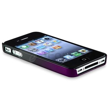Black to Dark Purple Hard Snap on Case Cover+PRIVACY FILTER for iPhone 
