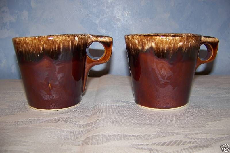 Hull Pottery brown drip lot of 2 coffee cups mugs EUC  