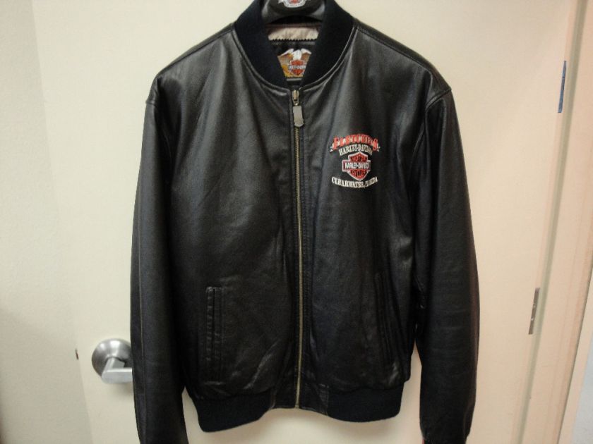 Harley Davidson Fletchers H D Leather Bomber Jacket  