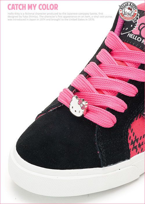 Sanrio Hello Kitty Ladys Casual Plaid Sneakers Shoes Red, Purple 