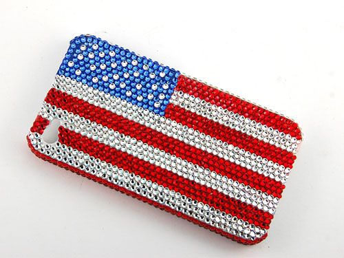 American Flag Banner Patriotic iPhone 4S 4 Case Cover Swarovski 