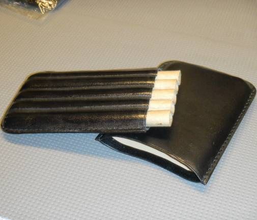 Cigar Travel Case Black Leather 5 finger GREAT quality  