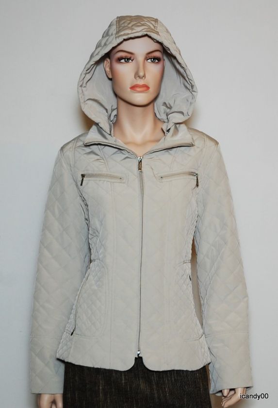 NEW CALVIN KLEIN QUILTED PARKA JACKET COAT TOP STONE *L  