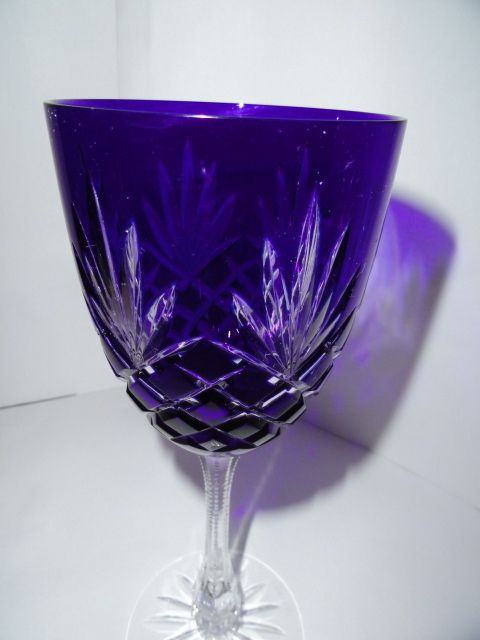 Faberge Odessa Cobalt Blue Hock Crystal Wine Glass  