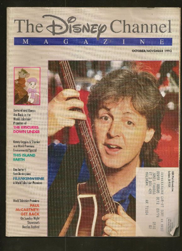 THE DISNEY CHANNEL MAGAZINE PAUL MCCARTNEY COVER 1992  