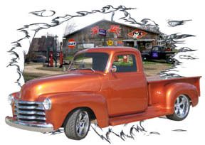 1953 Orange Chevy Pickup Truck HotRod Garage T Shirt 53  