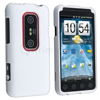 For Sprint HTC EVO 3D White Rubberized Hard Shell Case Cover Accessary 