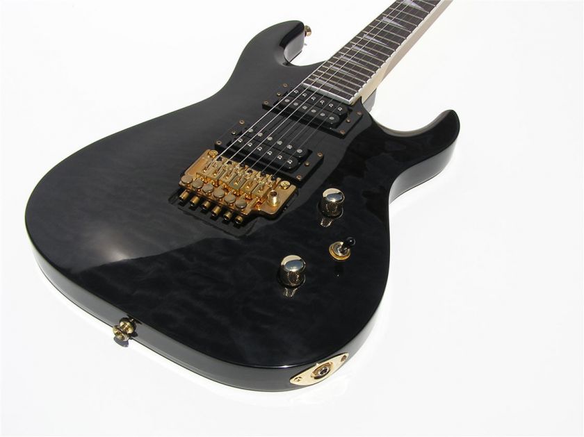 QUILTED BLACK TOP FLOYD ROSE BRIDGE PRO ELECTRIC GUITAR  