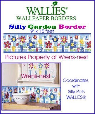 WALLIES 1 Roll SILLY GARDEN Flower POTS WALL BORDERS  