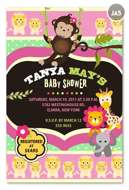 20 Customized PHOTO Rainforest Zoo Monkey Jungle Baby Shower 